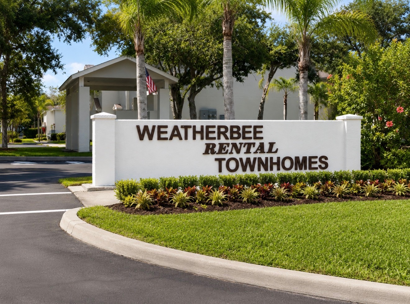 Weatherbee Rental Townhomes entrance sign in Fort Pierce, Florida